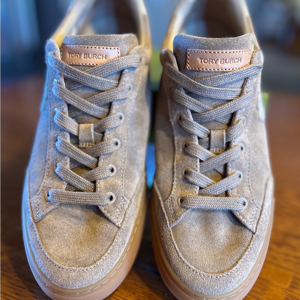Tory Burch Women’s Taupe Suede Sneakers - Picture 7 of 8